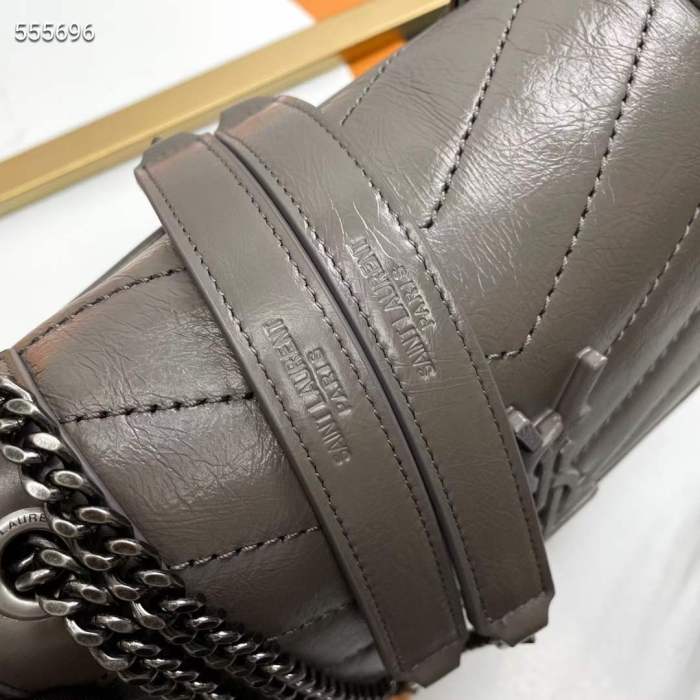 Saint Laurent YSL Women Niki Baby Vintage Leather Brown Calfskin Brass