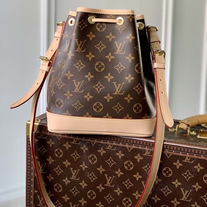 Louis Vuitton LV Women Noé BB Bucket Bag Monogram Coated Canvas Cowhide Leather