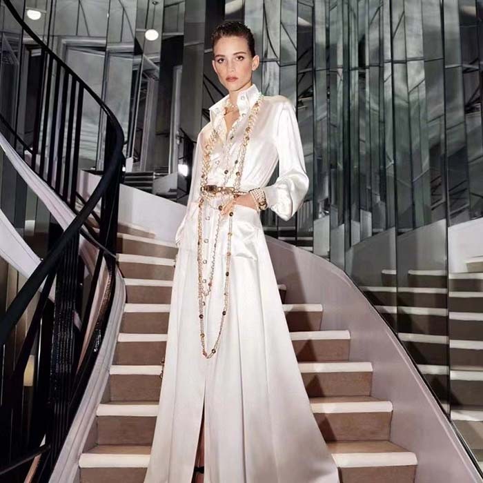 Chanel Women CC Belt Gold Metal Resin Glass Pearls Strass Black Calfskin Leather