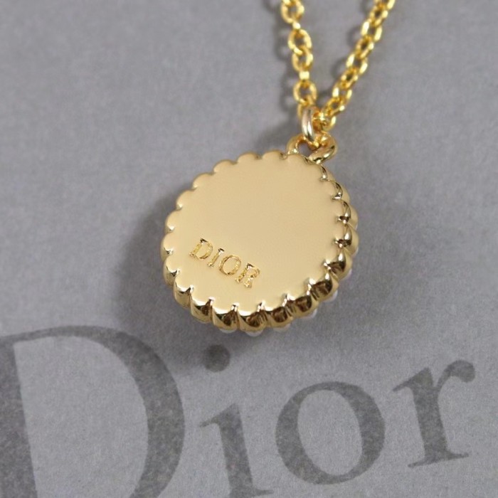 Dior Women Petit CD Necklace Pink-Finish Metal White Crystals