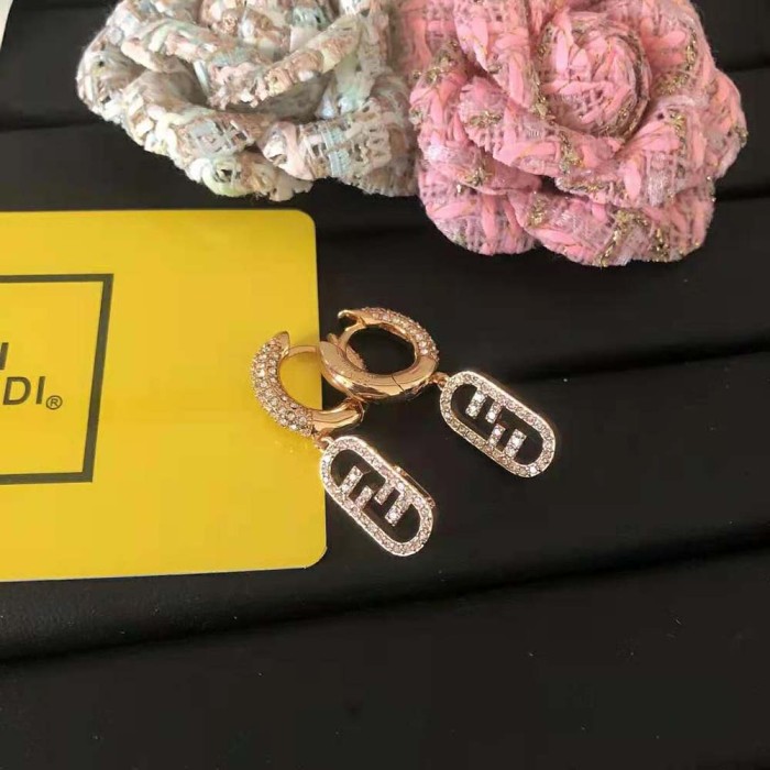 Fendi Women O Lock Earrings Gold-Colored Earrings in Bronze and Zircon