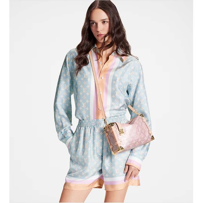 Louis Vuitton LV Women Side Trunk Rose Monogram Coated Canvas Cowhide Leather