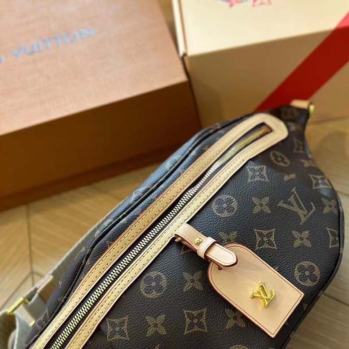 Louis Vuitton LV Women High Rise Monogram Coated Canvas Natural Cowhide Leather