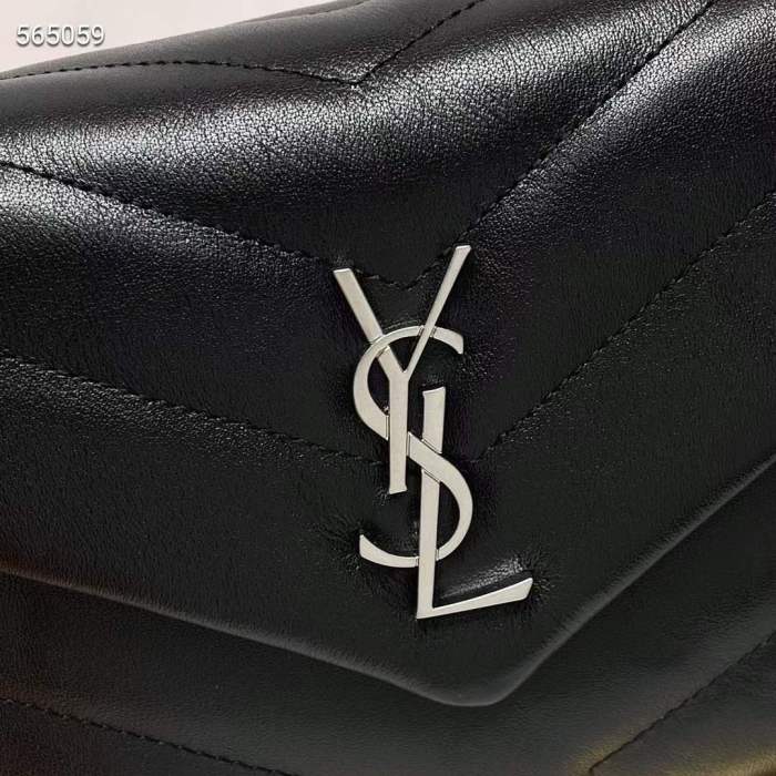 Saint Laurent YSL Women Toy Loulou Quilted Leather Black Calfskin Leather Silver