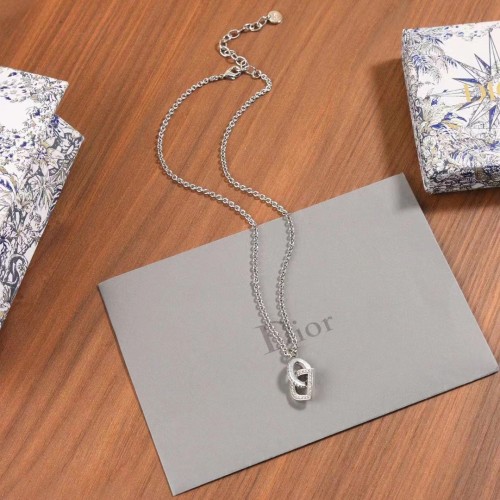 Dior Women CD Lock Necklace Silver-Finish Metal Silver-Tone Crystals