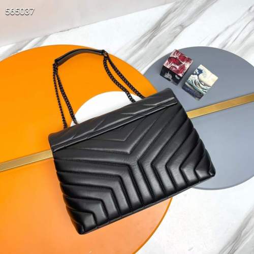 Saint Laurent YSL Women Medium Quilted Leather Black Calfskin Leather