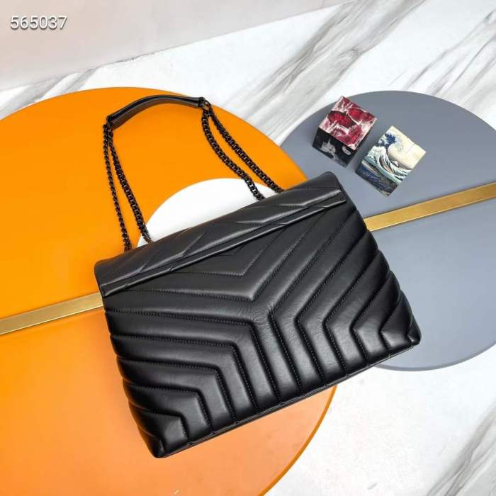 Saint Laurent YSL Women Medium Quilted Leather Black Calfskin Leather