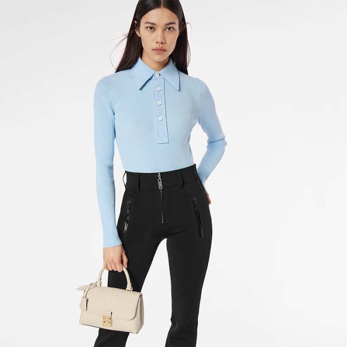 Louis Vuitton LV Women Madeleine BB Handbag Crème Beige Embossed Grained Cowhide