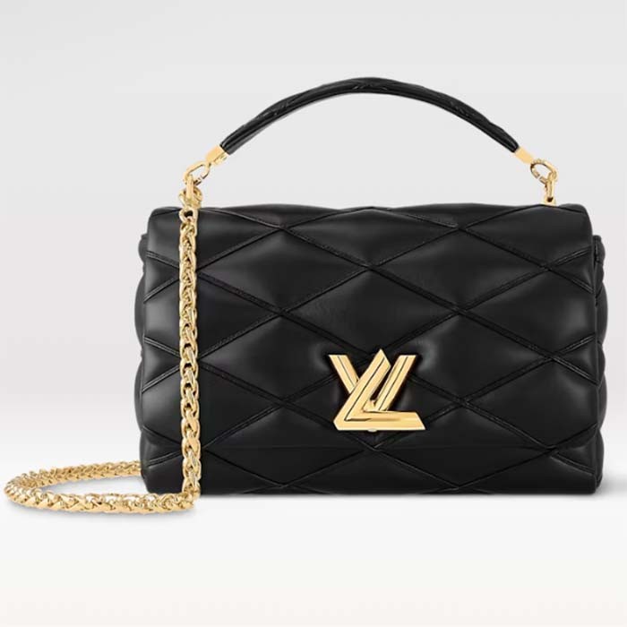 Louis Vuitton LV Women GO-14 GM Black Lamb Leather Lambskin Cowhide-Leather M23689