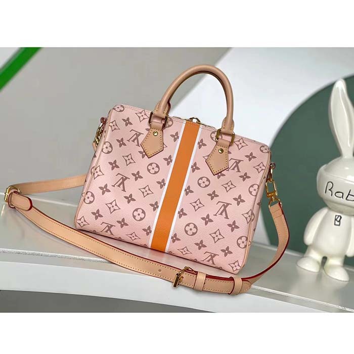 Louis Vuitton LV Women Speedy Bandoulière 25 Handbag Beige Ocher Monopaname Coated Canvas