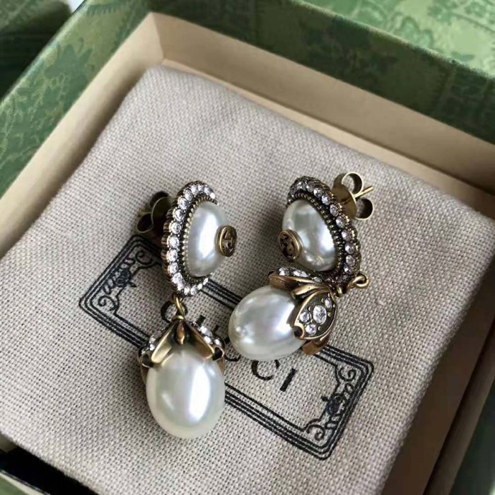 Gucci Women Interlocking G Pearl Earrings