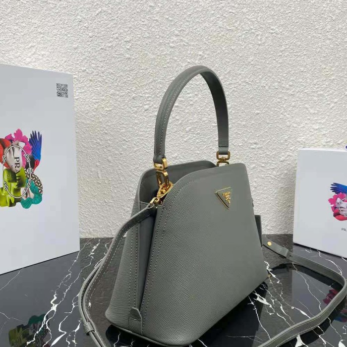Prada Women Medium Saffiano Leather Prada Matinee Bag-Grey