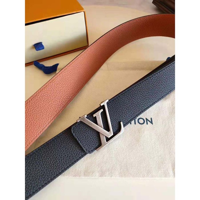 Louis Vuitton LV Unisex LV Pyramide 40mm Leather Belt-Black