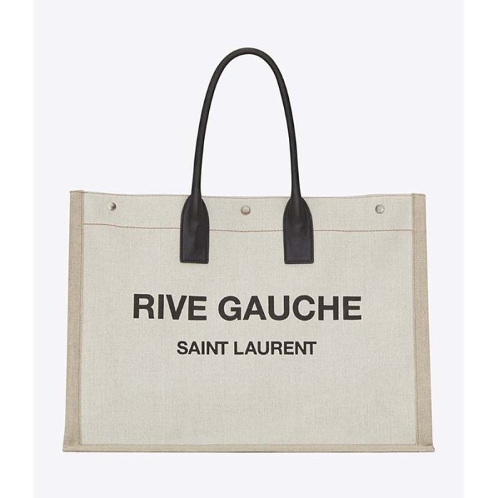 Saint Laurent YSL Women Rive Gauche Tote Bag Linen Leather