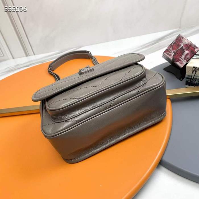 Saint Laurent YSL Women Niki Baby Vintage Leather Brown Calfskin Brass