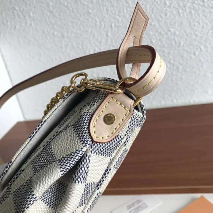 Louis Vuitton LV Women Favorite MM Clutch in Damier Azur Coated Canvas-Beige