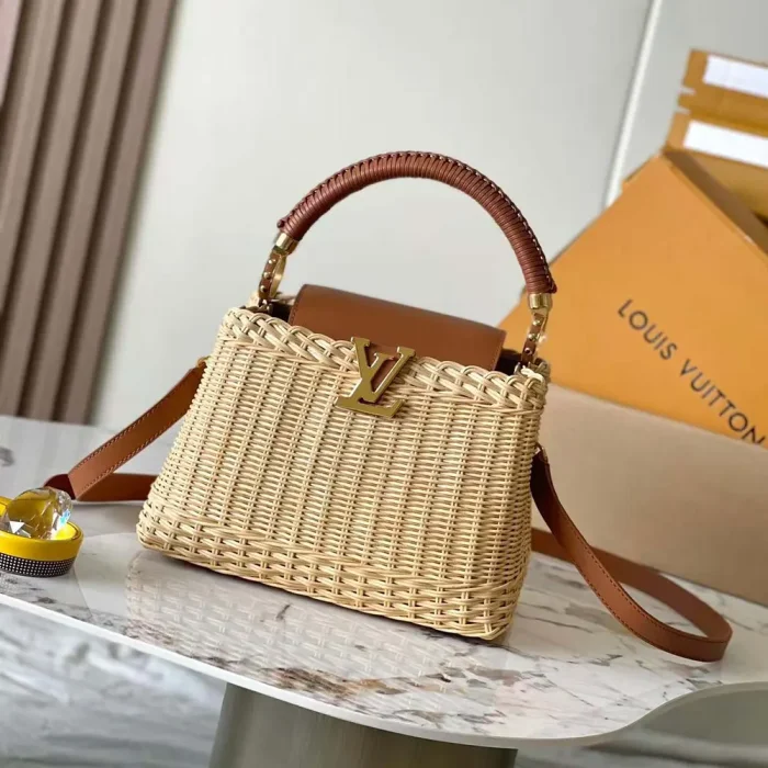 Louis Vuitton LV Women Capucines BB Handbag with Cowhide and Rattan M11617
