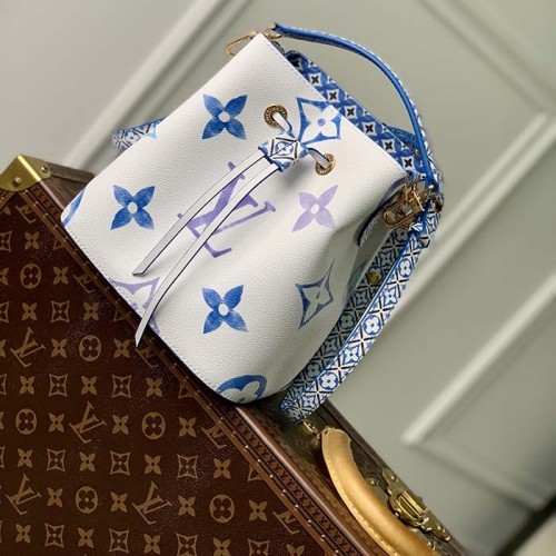 Louis Vuitton Women LV Néonoé BB Blue Monogram Coated Canvas Textile Lining