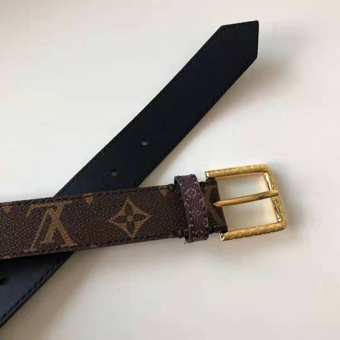 Louis Vuitton LV Unisex Daily LV 30mm Belt in Monogram Canvas-Brown