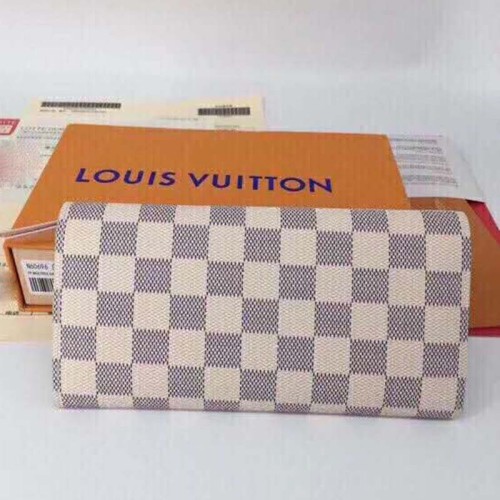 Louis Vuitton LV Women Emilie Wallet Damier Azur Canvas-Pink