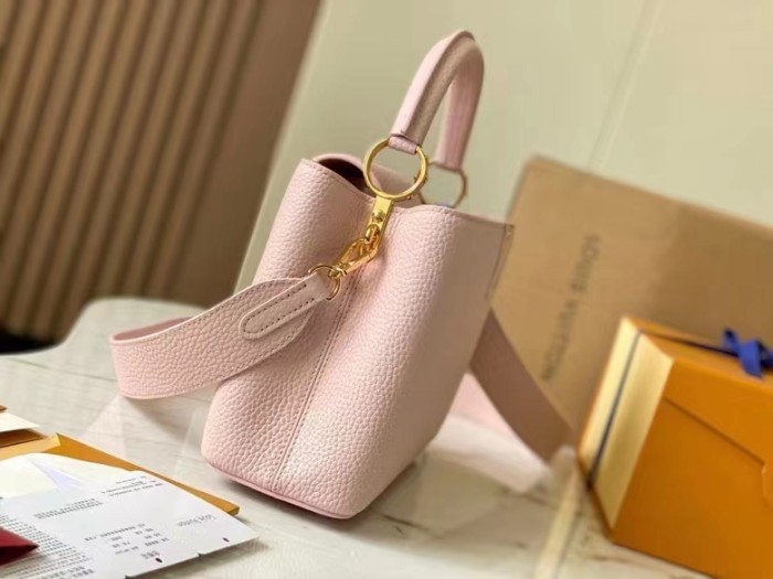 Louis Vuitton LV Women Capucines BB Handbag Galet Gray Taurillon Leather