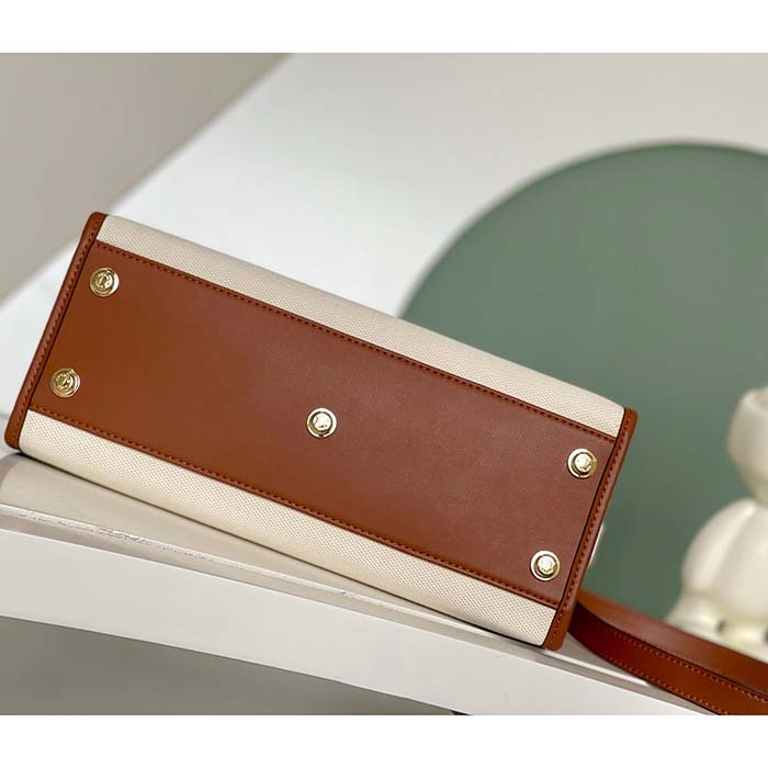 Louis Vuitton Women LV On My Side MM Tan Canvas Smooth Cowhide Leather