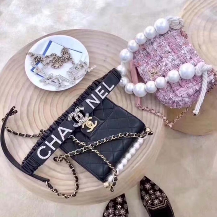 Chanel Women Goatskin & Gold-Tone Metal Belt-Black