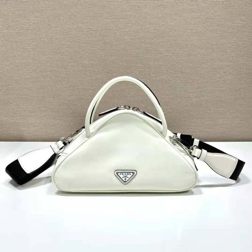 Prada Women Leather Prada Triangle Bag-White
