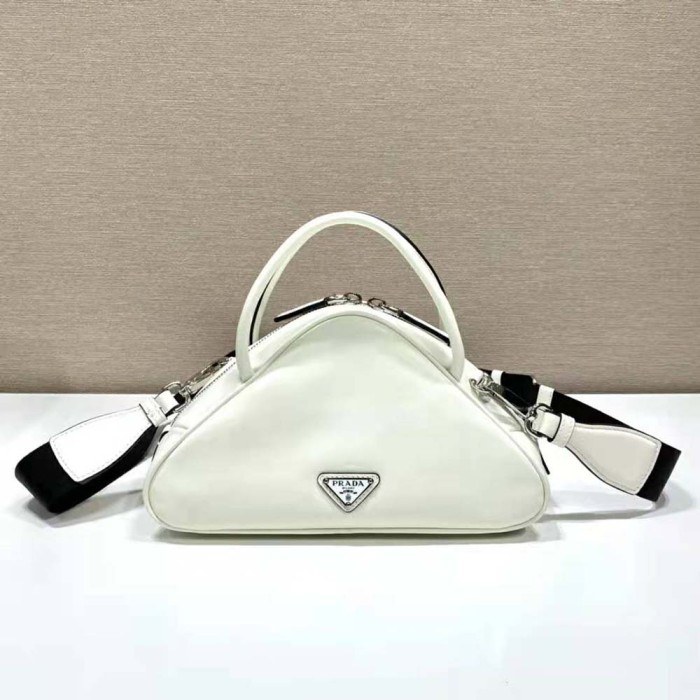 Prada Women Leather Prada Triangle Bag-White