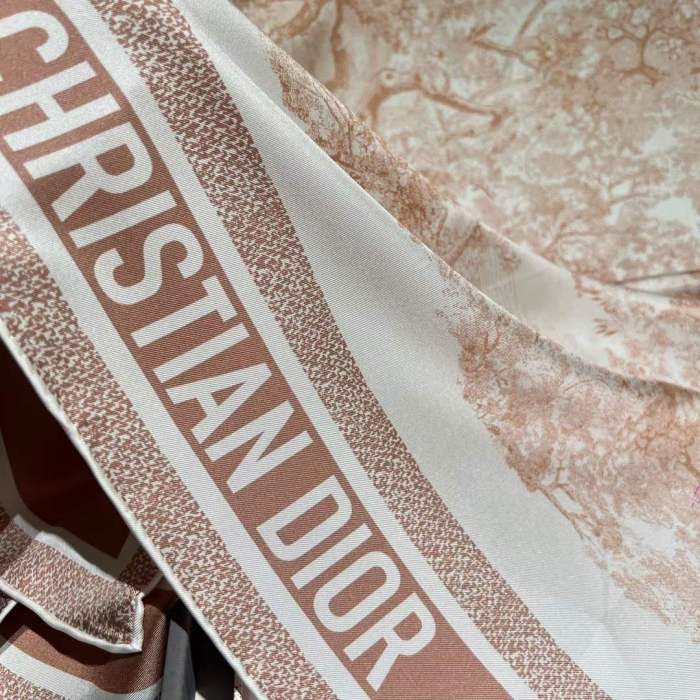 Dior Women CD Toile De Jouy Sauvage 90 Square Scarf Ivory Pink Silk Twill