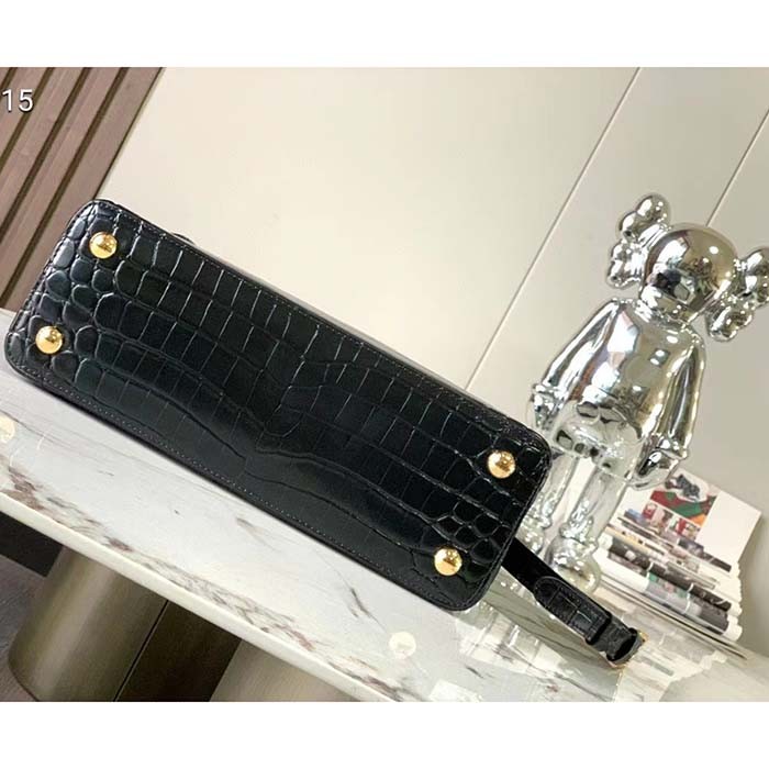 Louis Vuitton LV Women Capucines MM Black Brilliant Alligator Leather N92967