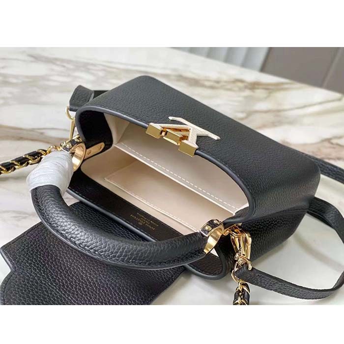 Louis Vuitton LV Women Capucines BB Black Taurillon Leather Cowhide M23950