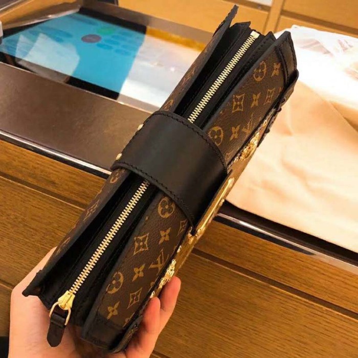 Louis Vuitton LV Women Trunk Clutch Handbag in Monogram and Monogram Reverse Canvas