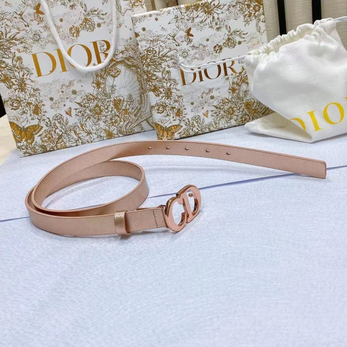 Dior Unisex CD Dior Or Saddle Belt Metallic Pink Smooth Calfskin 20 MM
