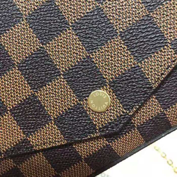 Louis Vuitton LV Women Félicie Pochette in Damier Ebene Coated Canvas-Brown