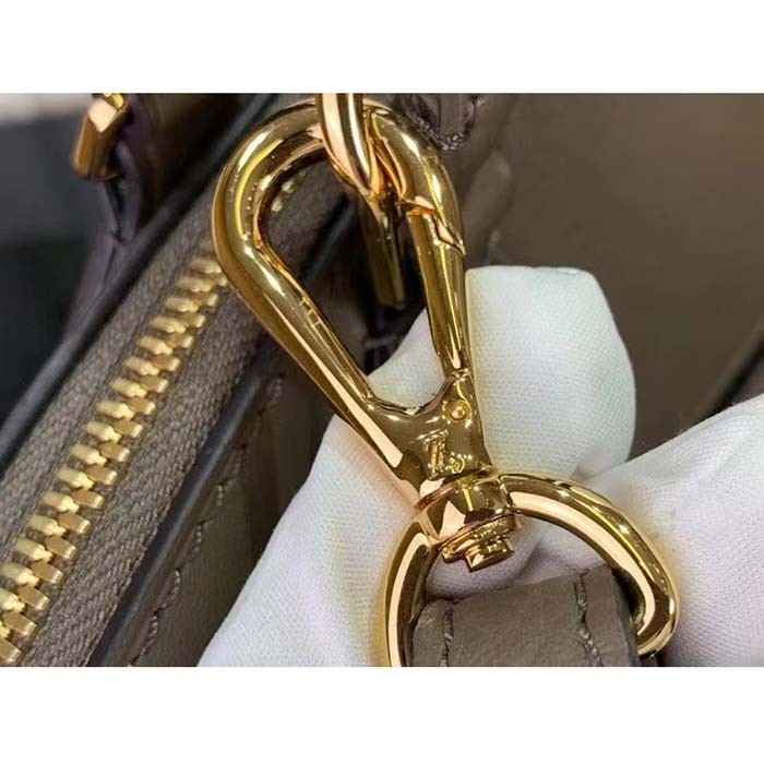 Louis Vuitton LV Women Lock It MM Earth Taurillon Leather Smooth Calfskin Calf Leather
