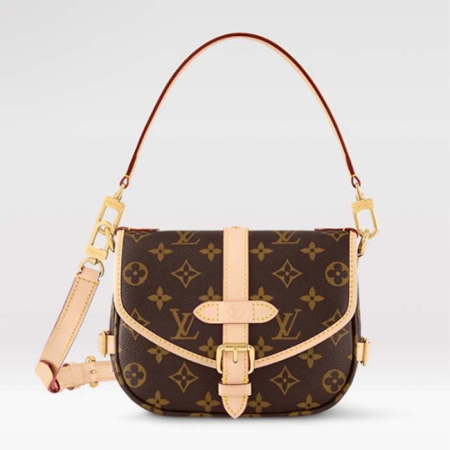 Louis Vuitton Women LV Saumur BB Monogram Coated Canvas Natural Cowhide Magnetic Closure M46740