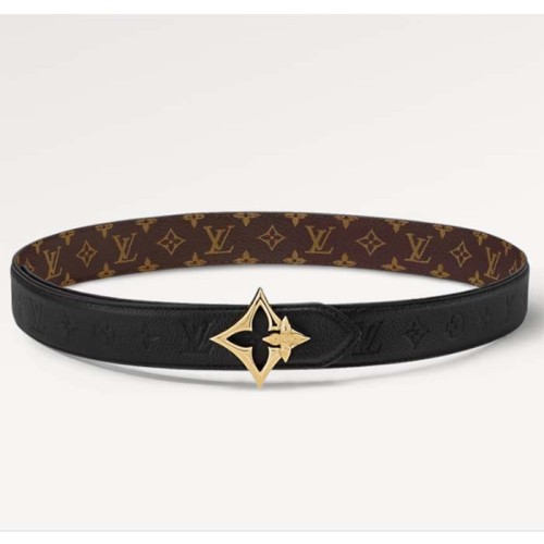 Louis Vuitton Unisex LV Flowergram 30 MM Reversible Belt Monogram Canvas Black Empreinte Leather