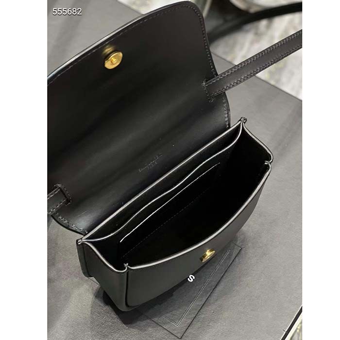 Saint Laurent YSL Women Kaia Small Satchel Smooth Calfskin Black Leather