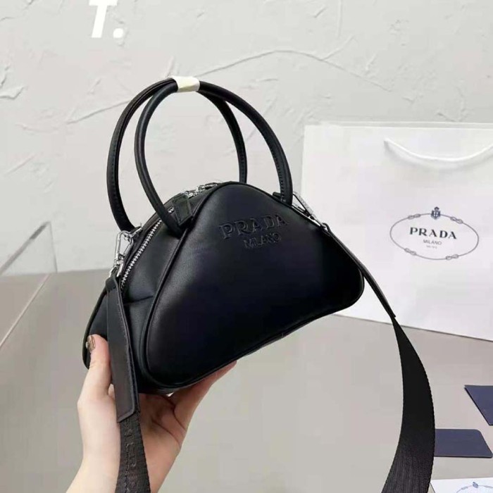 Prada Women Leather Prada Triangle Bag-Black