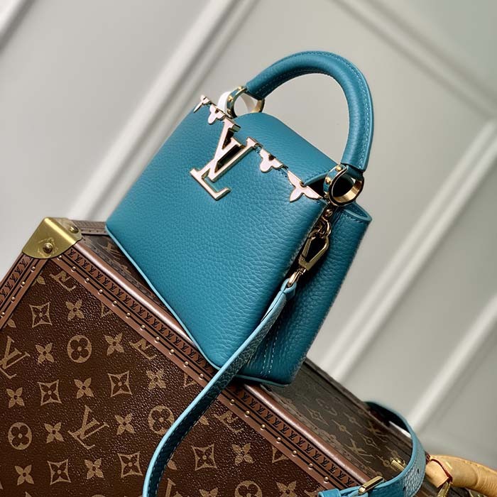 Louis Vuitton LV Women Capucines Mini Handbag Green Taurillon Cowhide Leather