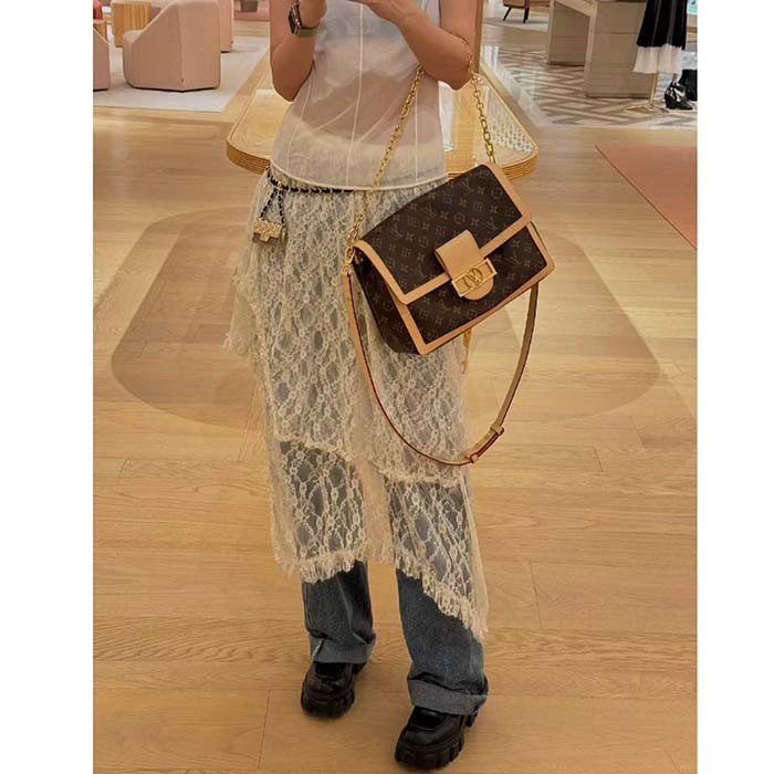 Louis Vuitton Women LV Dauphine Soft GM Brown Monogram Coated Canvas M47149