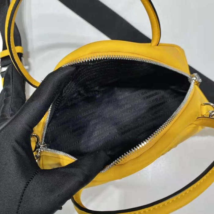 Prada Women Leather Prada Triangle Bag-Yellow