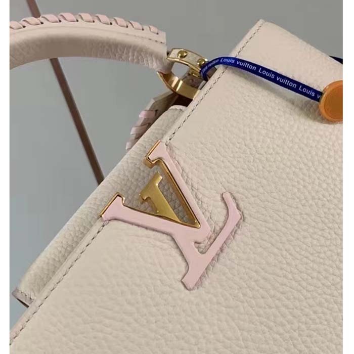 Louis Vuitton LV Women Capucines BB Handbag Cream Beige Pearly Pink Taurillon Cowhide Leather