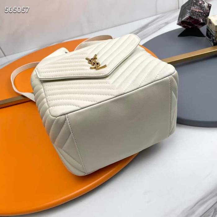 Saint Laurent YSL Women Joe Backpack Lambskin White Leather