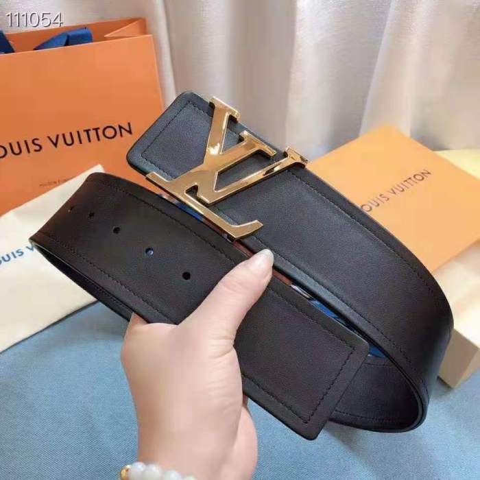 Louis Vuitton LV Unisex LV Iconic 55mm Belt Black Calf Box Leather