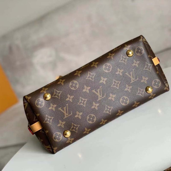 Louis Vuitton Women LV CarryAll PM Handbag Brown Monogram Coated Canvas Microfiber