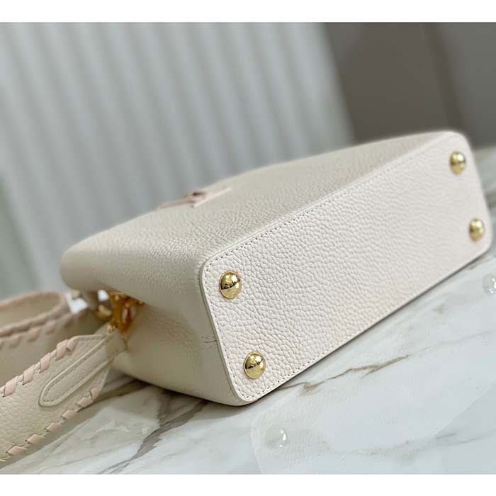 Louis Vuitton LV Women Capucines BB Handbag Cream Beige Pearly Pink Taurillon Leather