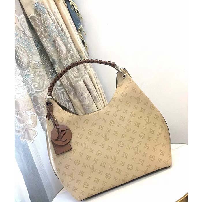 Louis Vuitton LV Women Carmel Hobo Bag Crème Beige Mahina Perforated Calf Leather
