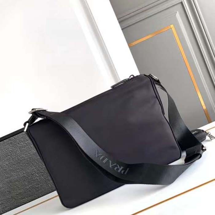 Prada Unisex Re-Nylon Bag Black Zipped Pocket Metal Hardware Zipper Closure